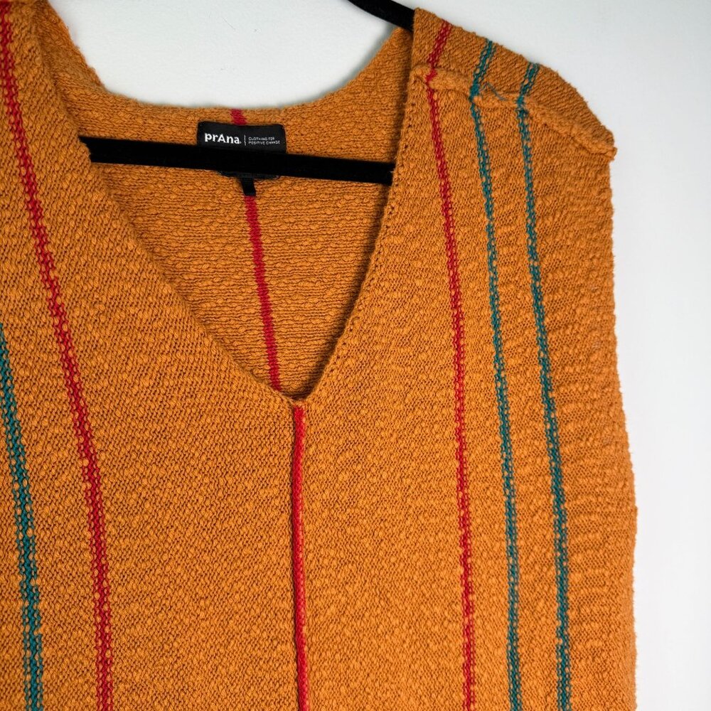 Prana Orange Muscle Tee with Red and Blue Stripes